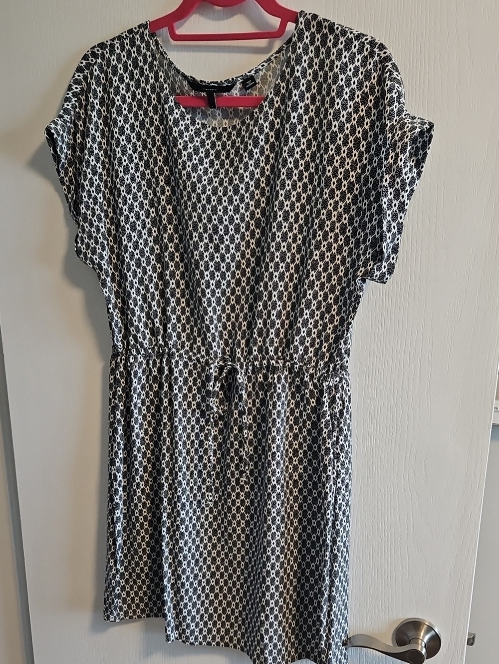 Vero Moda Black & White Geometric Drawstring Mini Dress